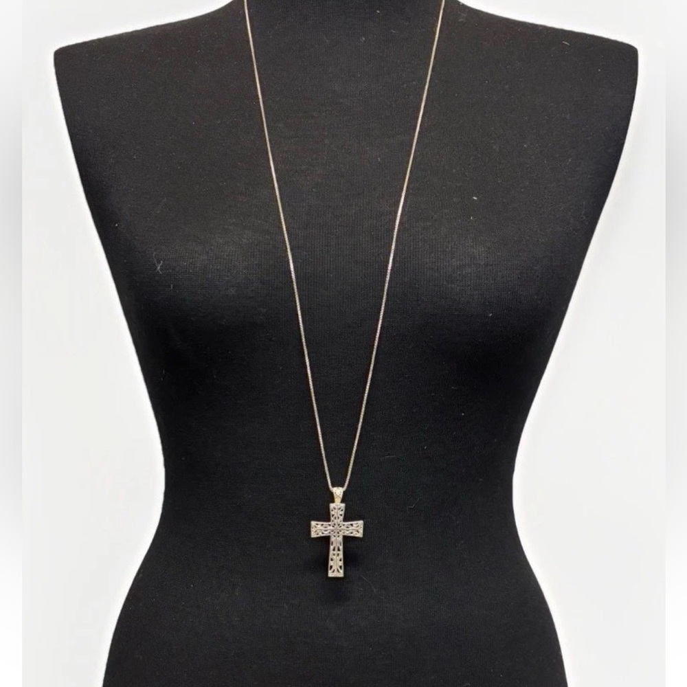 2-inch Sterling Filligree Cross on 36-inch Sterling Chain #4403